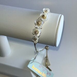 Lonna & Lilly Gold-Tone White Flower Slider Bracelet